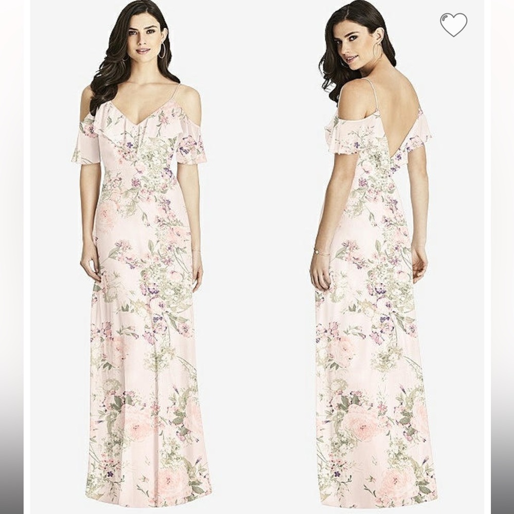 NWT Dessy 6781 Blush Garden floral bridesmaid dress